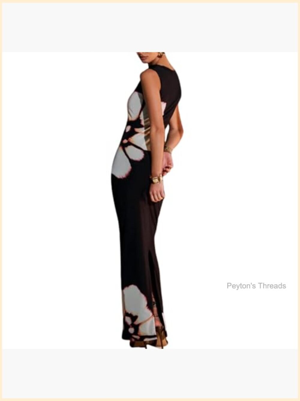 Sleeveless Snake Print Maxi Dress Hollow Out High Slit Bodycon Evening Gown - Picture 2 of 7
